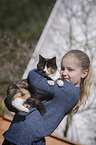 girl with European Shorthair Cat