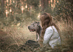 woman and American Staffordshire Terrier