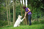 woman and Berger Blanc Suisse