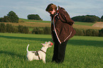 woman and Fox Terrier