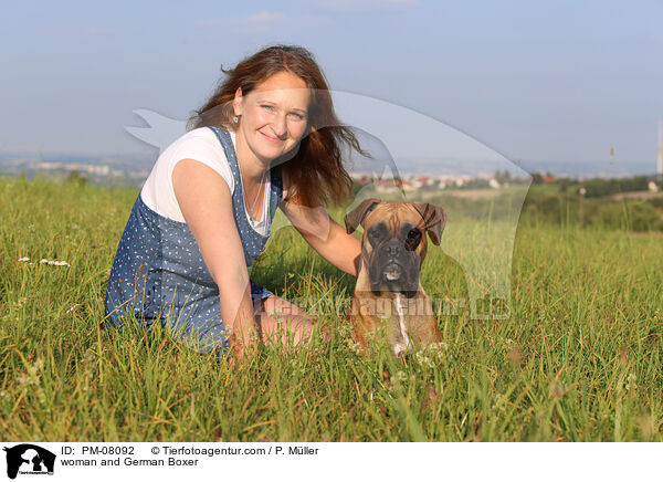 woman and German Boxer / PM-08092