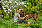 woman with German Boxer