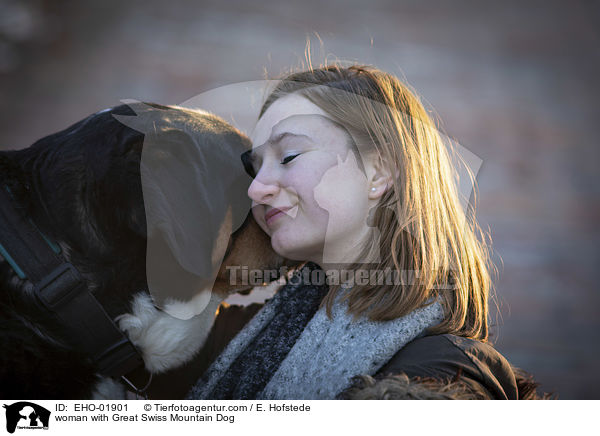 woman with Great Swiss Mountain Dog / EHO-01901