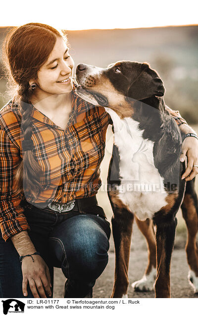 woman with Great swiss mountain dog / LR-01177