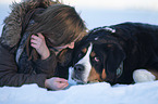 woman with Great Swiss Mountain Dog