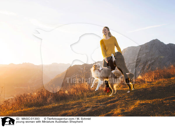 young woman with Miniature Australian Shepherd / MASC-01393