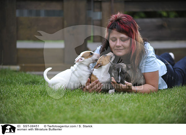 woman with Miniature Bullterrier / SST-08451