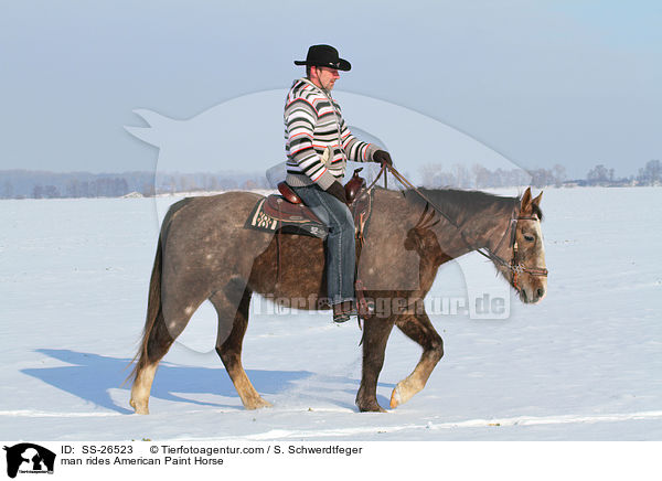 man rides American Paint Horse / SS-26523