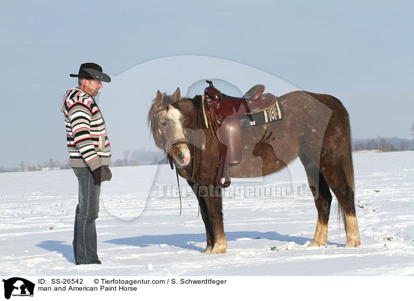 man and American Paint Horse / SS-26542