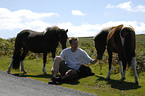man with Dartmoor Hill Ponies