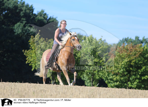 woman rides Haflinger Horse / PM-06776