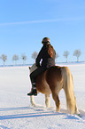 woman rides Haflinger