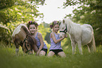 girls and Mini Shetland Ponies