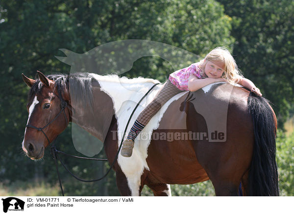 girl rides Paint Horse / VM-01771