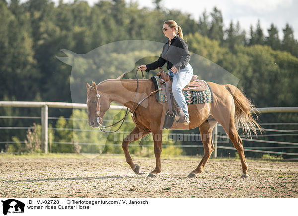 woman rides Quarter Horse / VJ-02728