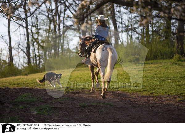 young girl rides on Appaloosa / STM-01034