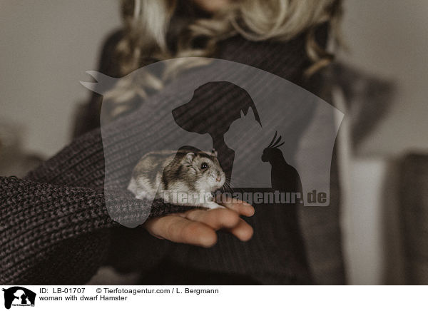 woman with dwarf Hamster / LB-01707
