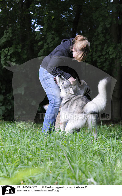 woman and american wolfdog / AP-07002