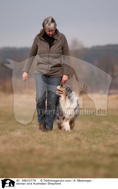 woman and Australian Shepherd / AM-03776