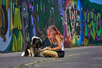 woman with Australian Shepherd