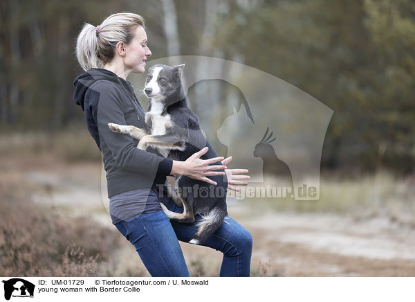 young woman with Border Collie / UM-01729