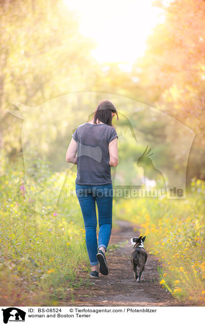 woman and Boston Terrier / BS-08524