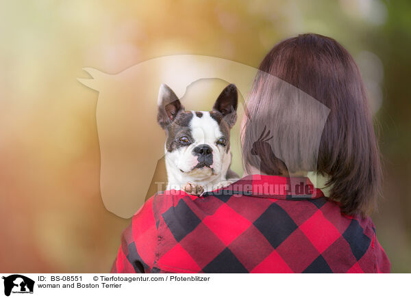 woman and Boston Terrier / BS-08551