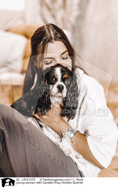 young woman with Cavalier King Charles Spaniel / LR-01275