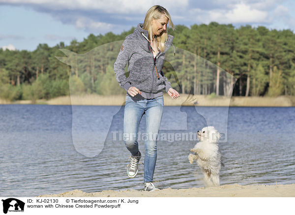 woman with Chinese Crested Powderpuff / KJ-02130