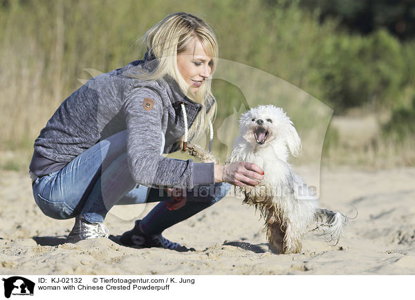 woman with Chinese Crested Powderpuff / KJ-02132