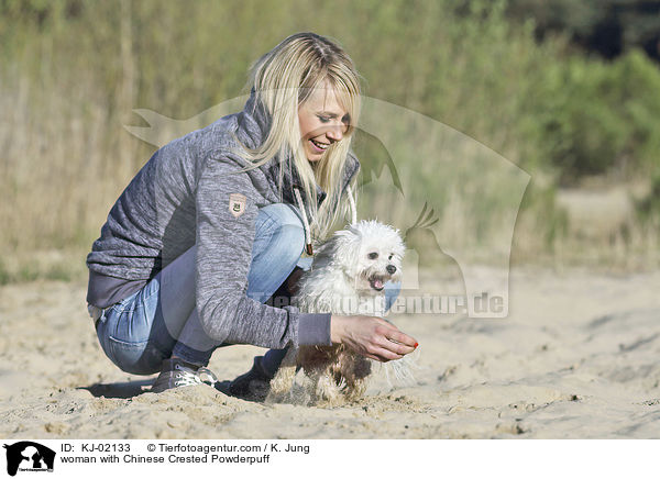 woman with Chinese Crested Powderpuff / KJ-02133