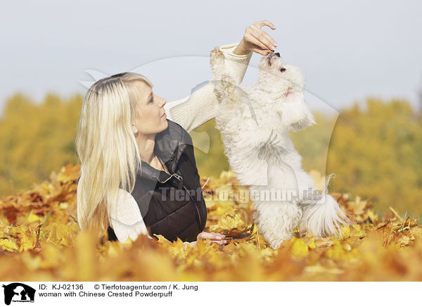 woman with Chinese Crested Powderpuff / KJ-02136