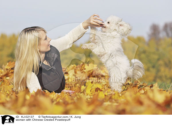 Frau mit Chinese Crested Powderpuff / woman with Chinese Crested Powderpuff / KJ-02137