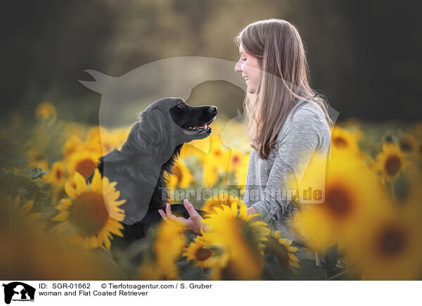 woman and Flat Coated Retriever / SGR-01662