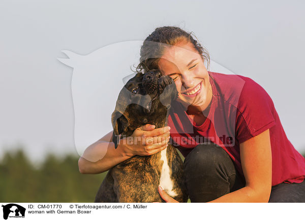 woman with German Boxer / CM-01770