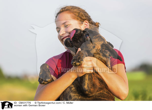 woman with German Boxer / CM-01776