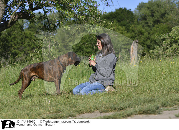 woman and German Boxer / YJ-15965