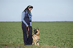 woman with German Shepherd