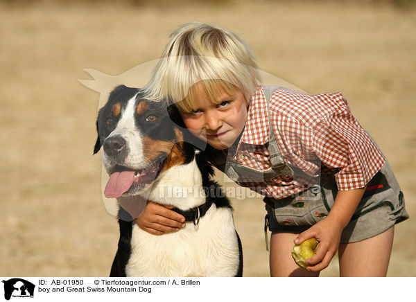 boy and Great Swiss Mountain Dog / AB-01950