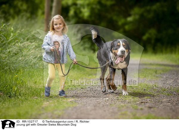 young girl with Greater Swiss Mountain Dog / RR-102717