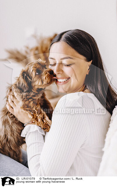 young woman with young havanese / LR-01079