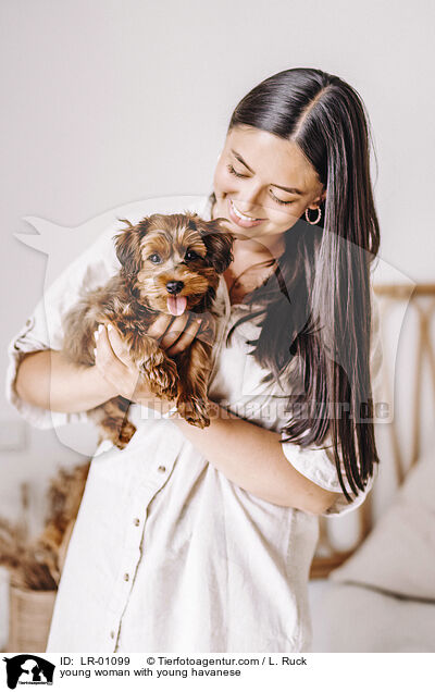 young woman with young havanese / LR-01099