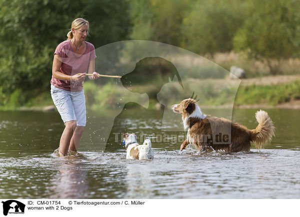 woman with 2 Dogs / CM-01754