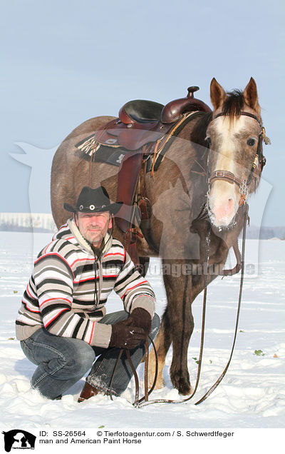 man and American Paint Horse / SS-26564