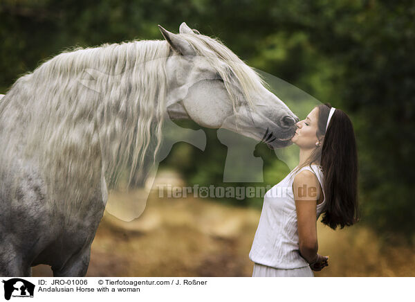 Andalusier mit Frau / Andalusian Horse with a woman / JRO-01006