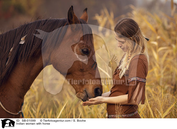 Indian woman with horse / SB-01099