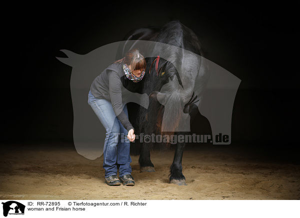 woman and Frisian horse / RR-72895