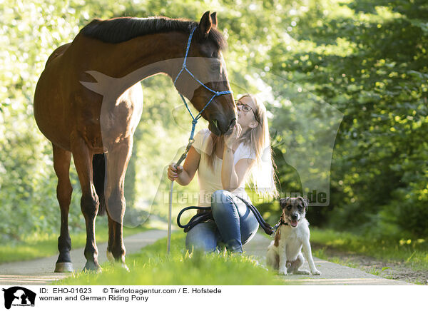 Frau und Deutsches Reitpony / woman and German Riding Pony / EHO-01623