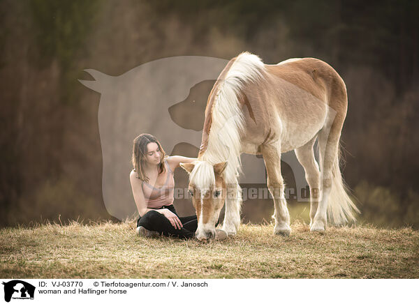 woman and Haflinger horse / VJ-03770