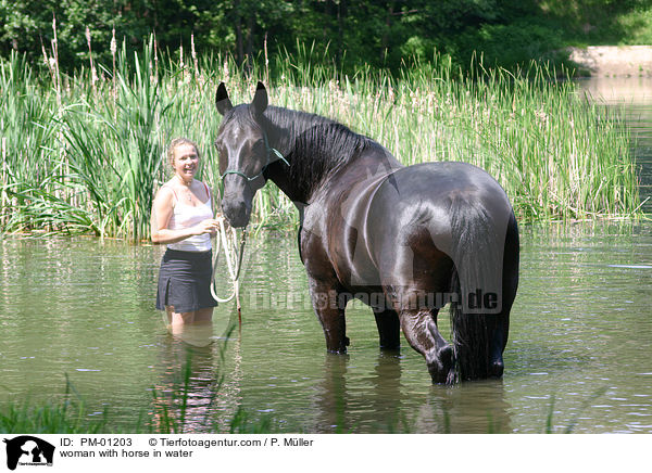 woman with horse in water / PM-01203